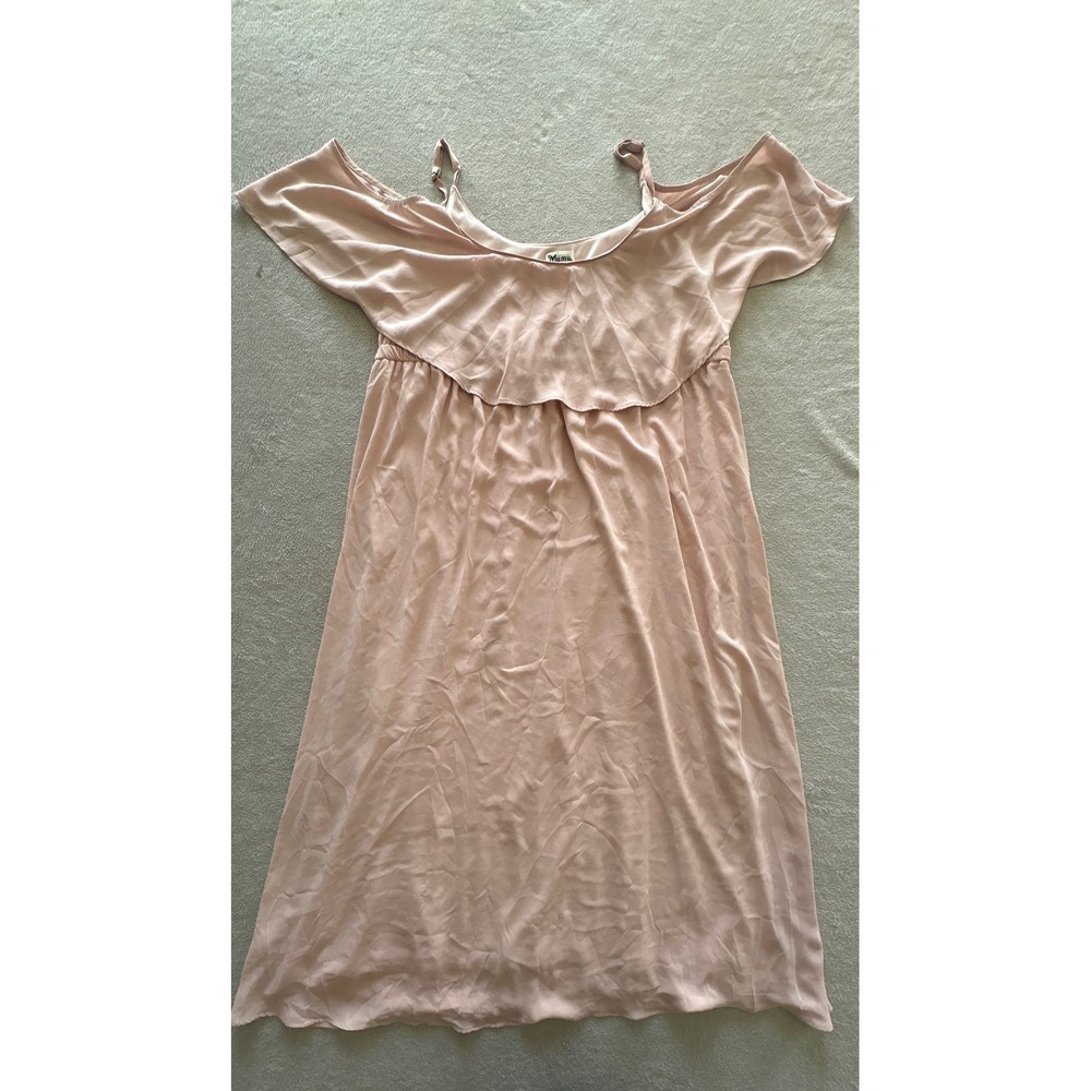 Show Me Your Mumu Blush Pink Cold Shoulder Ruffle Midi Dress Bridesmaid Wedding